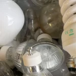 Image of a bunch of old recycled bulbs - used to symbolzing recycling